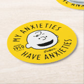 Peanuts | Charlie Brown Nervous Since 1950 Ronde Kartonnen Onderzetter (Gebogen)