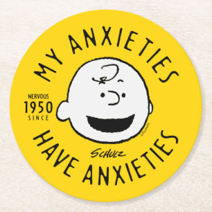 Peanuts   Charlie Brown Nervous Since 1950 Ronde Kartonnen Onderzetter