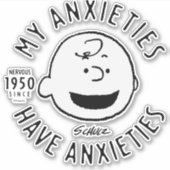 Peanuts | Charlie Brown Nervous Since 1950 Sticker (Voorkant)