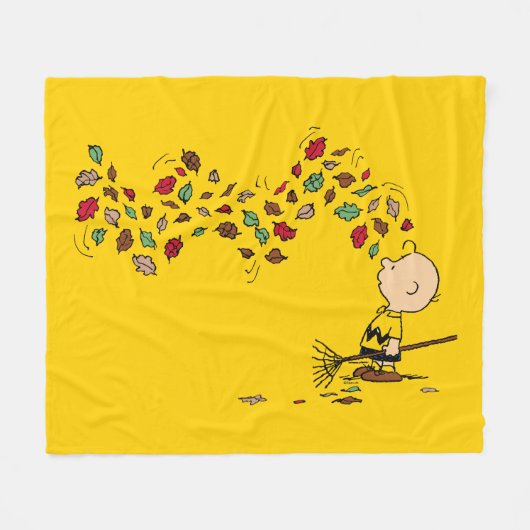 Peanuts | Charlie Brown Raking Leaves Fleece Deken (Voorkant (Horizontaal))