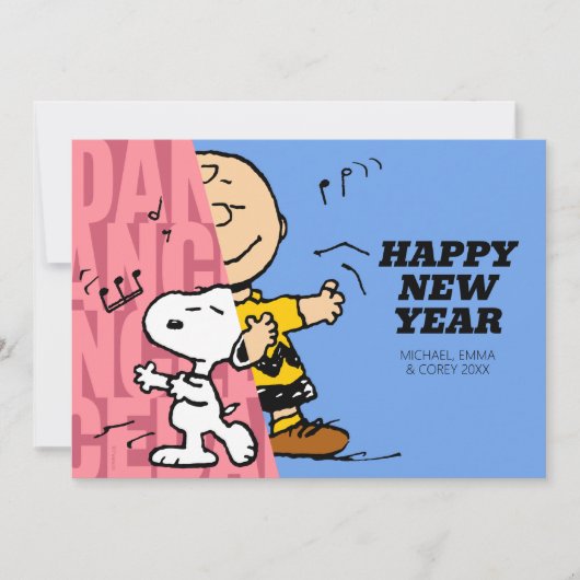 Peanuts | Charlie Brown & Snoopy Gelukkig Nieuwjaa Feestdagenkaart (Voorkant)