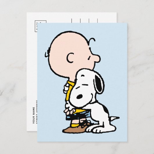 Peanuts | Charlie Brown & Snoopy Hug Briefkaart (Voorkant / Achterkant)
