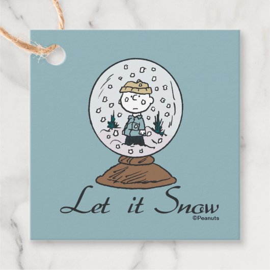 Peanuts | Charlie Brown Snow Wereldbol Bedankjes Labels (Voorkant)