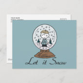 Peanuts | Charlie Brown Snow Wereldbol Briefkaart (Voorkant / Achterkant)