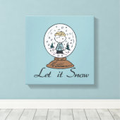 Peanuts | Charlie Brown Snow Wereldbol Canvas Afdruk (Insitu (Houten vloer))