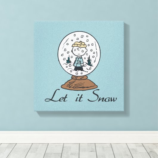 Peanuts | Charlie Brown Snow Wereldbol Canvas Afdruk (Insitu (Houten vloer))