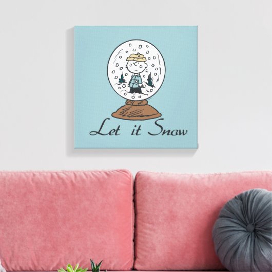 Peanuts | Charlie Brown Snow Wereldbol Canvas Afdruk (Insitu (Woonkamer))