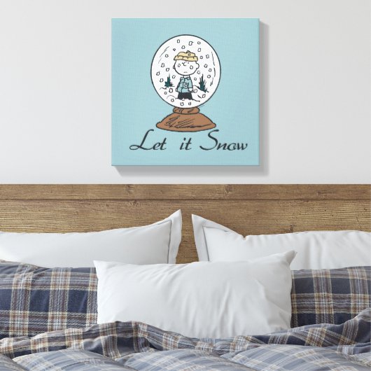 Peanuts | Charlie Brown Snow Wereldbol Canvas Afdruk (Insitu (Slaapkamer))