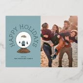 Peanuts | Charlie Brown Snow Wereldbol Folie Feestdagenkaart (Voorkant)