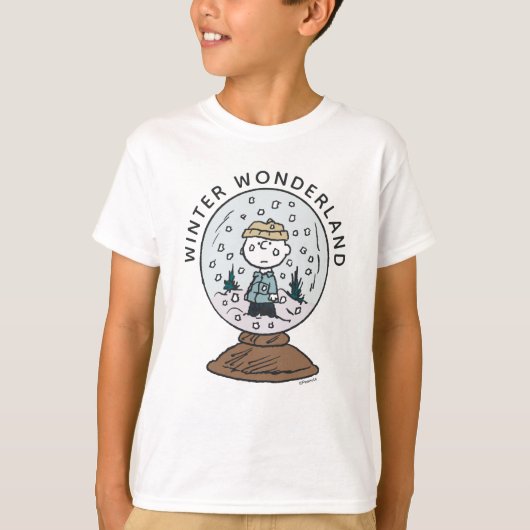 Peanuts | Charlie Brown Snow Wereldbol T-shirt (Voorkant)