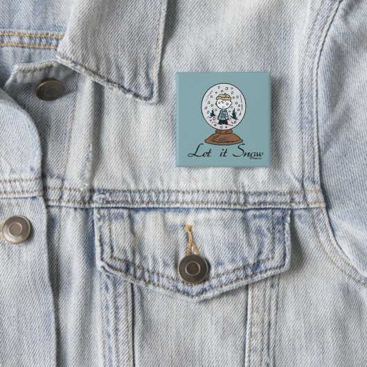 Peanuts | Charlie Brown Snow Wereldbol Vierkante Button 5,1 Cm (In situ)