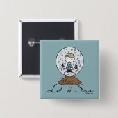 Peanuts | Charlie Brown Snow Wereldbol Vierkante Button 5,1 Cm (Voorkant /achterkant)