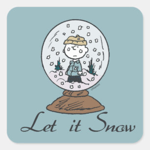 Peanuts   Charlie Brown Snow Wereldbol Vierkante Sticker