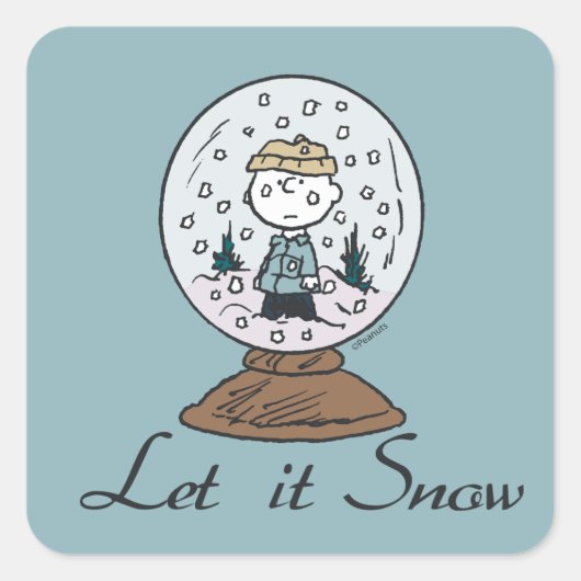 Peanuts | Charlie Brown Snow Wereldbol Vierkante Sticker (Voorkant)