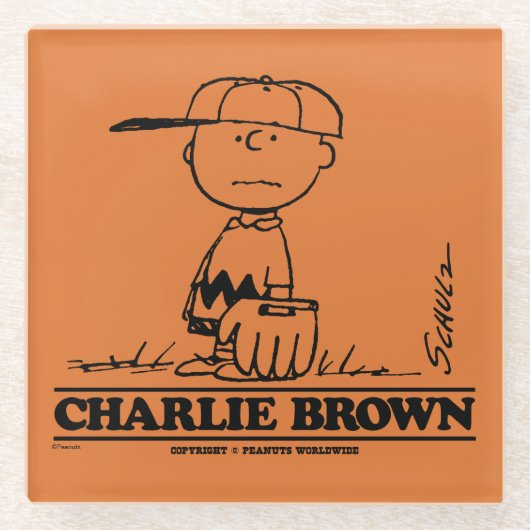 Peanuts | Charlie Brown Speelbal Glazen Onderzetter (Voorkant)