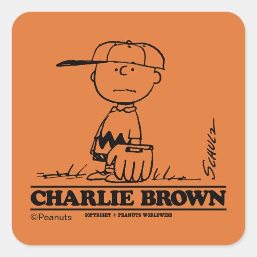 Peanuts | Charlie Brown Speelbal Vierkante Sticker (Voorkant)