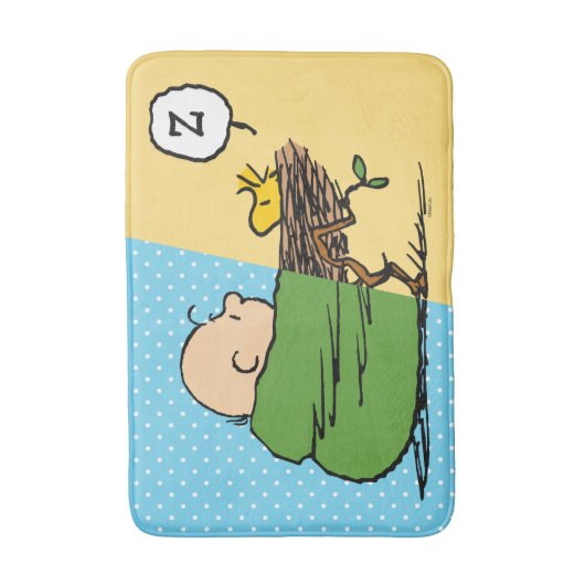 Peanuts | Charlie Brown & Woodstock Half & Half Badmat (Voorkant Verticaal)