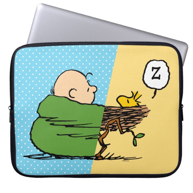 Peanuts | Charlie Brown & Woodstock Half & Half Laptop Sleeve (Voorkant)