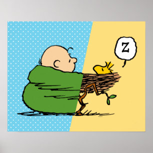 Peanuts Charlie Brown & Woodstock Half & Half Poster