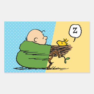 Peanuts   Charlie Brown & Woodstock Half & Half Rechthoekige Sticker