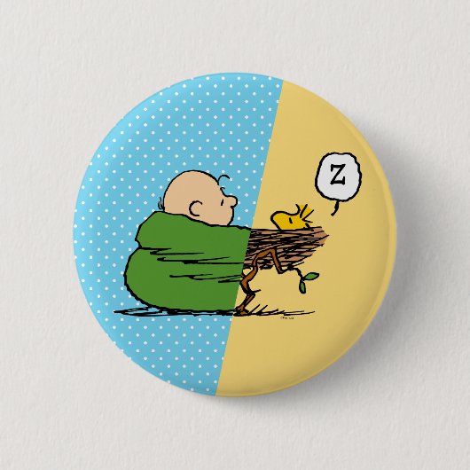 Peanuts | Charlie Brown & Woodstock Half & Half Ronde Button 5,7 Cm (Voorkant)