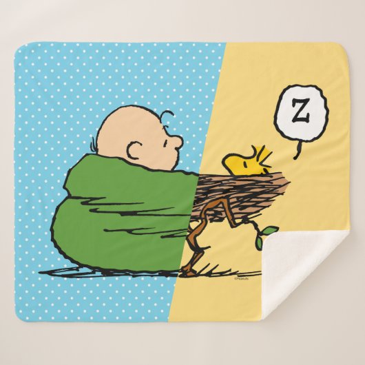 Peanuts | Charlie Brown & Woodstock Half & Half Sherpa Deken (Voorkant (horizontaal))