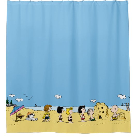 Peanuts | Dag aan het strand Douchegordijn (Voorkant)