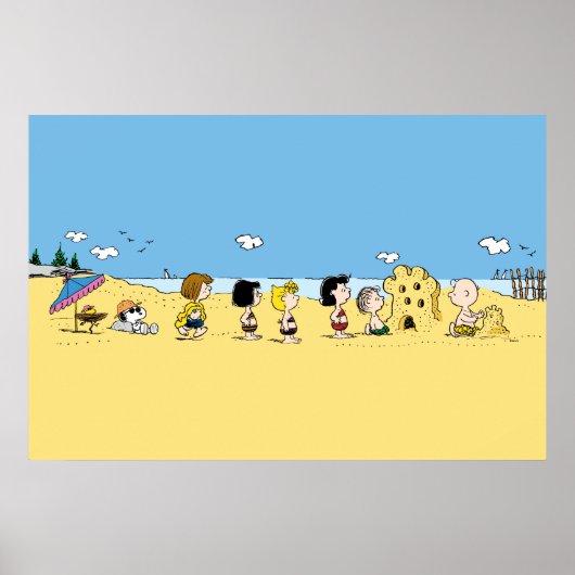 Peanuts | Dag aan het Strand Poster (Voorkant)