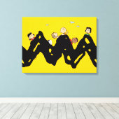 Peanuts | De bende op de Zig Zag Canvas Afdruk (Insitu (Houten vloer))