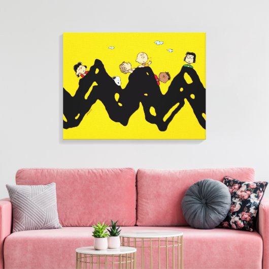 Peanuts | De bende op de Zig Zag Canvas Afdruk (Insitu (Woonkamer))