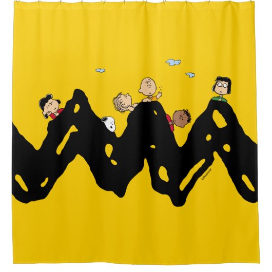 Peanuts | De bende op de Zig Zag Douchegordijn (Voorkant)