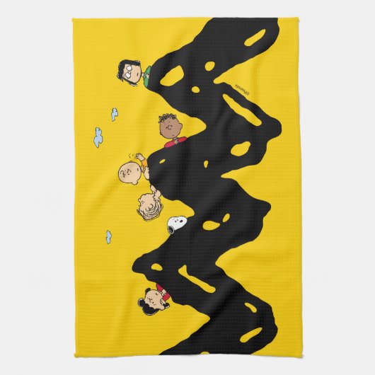 Peanuts | De bende op de Zig Zag Theedoek (Verticaal)