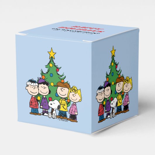 Peanuts | De groep rond de kerstboom Bedankdoosjes (Voorkant Zijde)