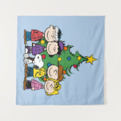 Peanuts | De groep rond de kerstboom Wandkleed (Voorkant (horizontaal))