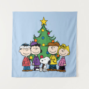 Peanuts   De groep rond de kerstboom Wandkleed