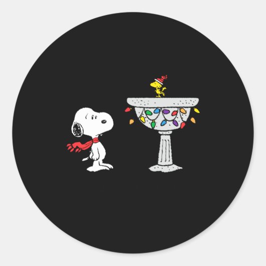 Peanuts Decorated Bird Bath  Ronde Sticker (Voorkant)