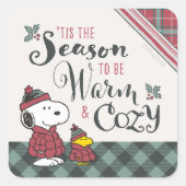 Peanuts | Dit is het seizoen om gezellig te zijn Vierkante Sticker (Voorkant)