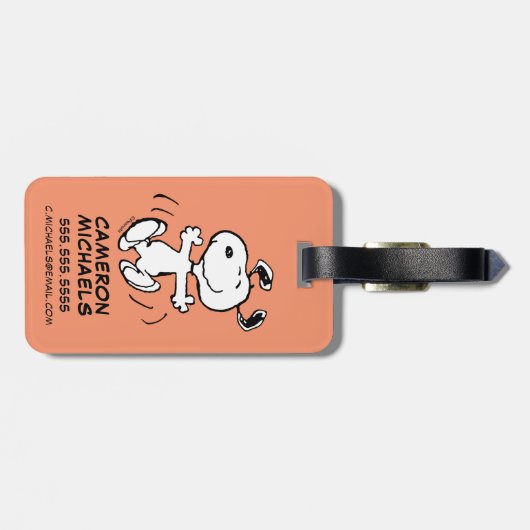 Peanuts | Een gelukkige Snoopy-dans Bagagelabel (Achterkant horizontaal)