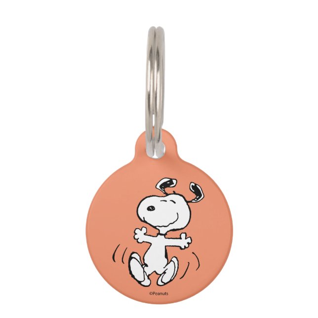 Peanuts | Een gelukkige Snoopy-dans Huisdierpenning (Voorkant)