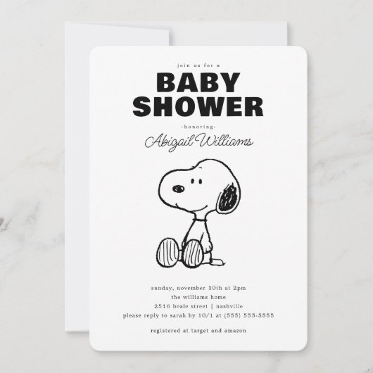 Peanuts | eenvoudig Snoopy Baby shower Kaart (Voorkant)