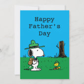 Peanuts | Fijne Vaderdag kampeerders Feestdagenkaart (Voorkant)