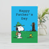 Peanuts | Fijne Vaderdag kampeerders Feestdagenkaart (Staand voorkant)