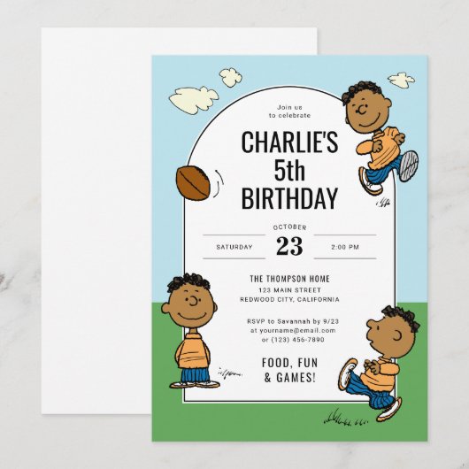 Peanuts | Franklin Boys Birthday Kaart (Voorkant / Achterkant)
