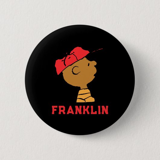Peanuts Franklin honkbalpet T-shirt  Ronde Button 5,7 Cm (Voorkant)