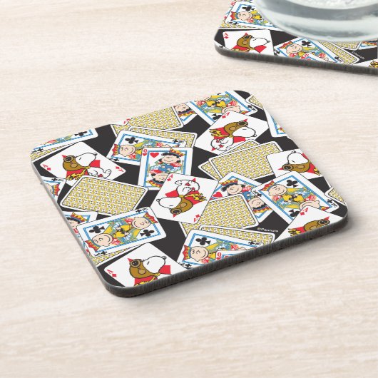 Peanuts Gang Card Deck Pattern Bier Onderzetter (Linkerzijde)