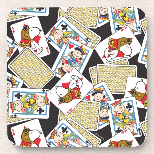 Peanuts Gang Card Deck Pattern Bier Onderzetter (Voorkant)