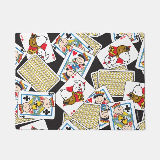 Peanuts Gang Card Deck Pattern Deurmat (Voorkant)