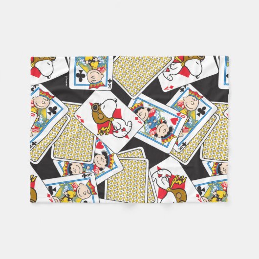 Peanuts Gang Card Deck Pattern Fleece Deken (Voorkant (Horizontaal))