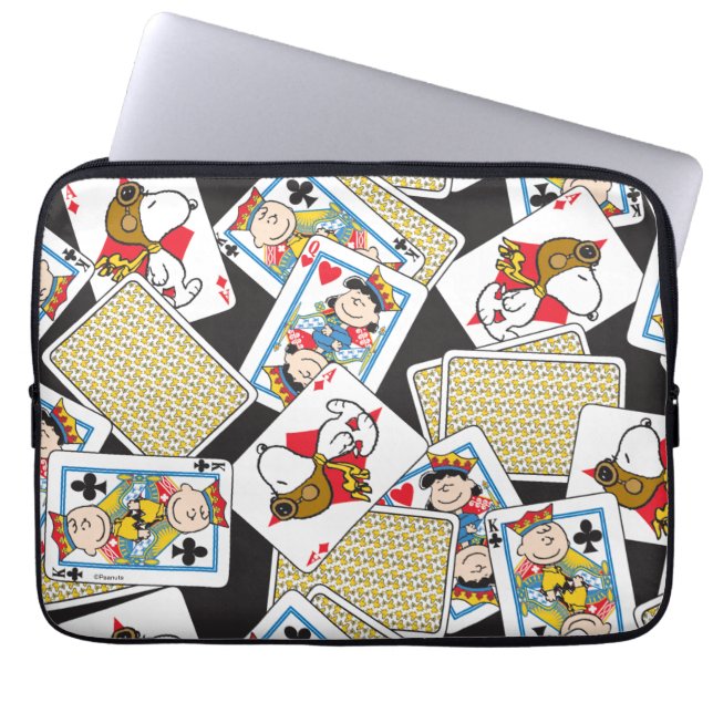 Peanuts Gang Card Deck Pattern Laptop Sleeve (Voorkant)