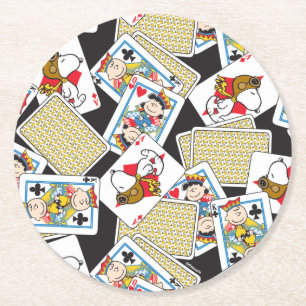 Peanuts Gang Card Deck Pattern Ronde Kartonnen Onderzetter